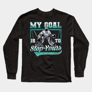 Funny Hockey Defender Denying Goals Long Sleeve T-Shirt